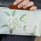 Design Style Wooden Handle Embroidered Handbag