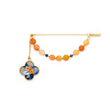 Design Style Beaded Four-leaf Clover Shape Brooch