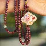 Design Long Style Four-leaf Clover Embroidered Sachet Necklace